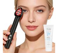 Eye Massager with 180° Rotatable Head & 200ml Conductive Gel, 7 Color LED Light Therapy, Microcurrent & Heat Depuffing Wand Eye Lip Face Neck, Facial Massager for Wrinkle Dark Circles Elitzia ETKS228