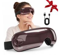 Eye Massager with Heat, with Music, Air Pressure & Vibration, Adjustable Sleep Mask Massage with 5 Modes, Eye Massager for Eye Relaxation, Sleep Improvement (Dark Brown)