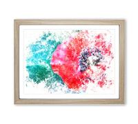 Eye Of A Red Poppy Flower Watercolour Modern Framed Print | A2 Oak Framed Wall Art | Ready to Hang | Modern Floral Picture | Living Room Bedroom Lounge Office