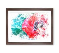 Eye Of A Red Poppy Flower Watercolour Modern Framed Print | A2 Walnut Framed Wall Art | Ready to Hang | Modern Floral Picture | Living Room Bedroom Lounge Office