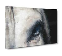 Eye of a White Horse Canvas Print | Gallery Wrapped 30mm Frame Wall Art | 30x20 inches | Ready to Hang | Abstract Animals Picture | Living Room Bedroom Lounge Office