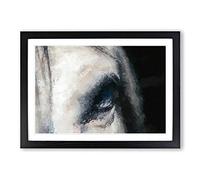 Eye of a White Horse in Abstract Framed Print | A2 Black Framed Wall Art | Ready to Hang | Abstract Animal Picture | Living Room Bedroom Lounge Office