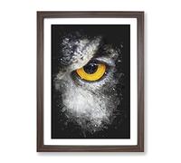 Eye Of An Owl Paint Splash Modern Framed Wall Art Print, Ready to Hang Picture for Living Room Bedroom Home Office Décor, Walnut A2 (64 x 46 cm)