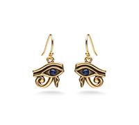 Eye of Horus Earrings with Lapis - Antique Gold Finish