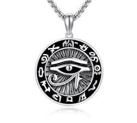 Eye Of Horus Necklace Sterling Silver S925 Egyptian Eye Of Ra Horus Pendant Necklace for Women Men Amulet Protective Coptic Jewellry