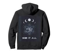 Eye of Horus Sacred Geometry Moon Phases Design Pullover Hoodie