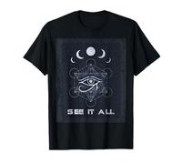 Eye of Horus Sacred Geometry Moon Phases Design T-Shirt