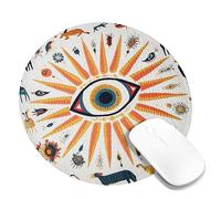 Eye of Inspiration Art Mouse Pad, Vibrant Colorful Embroidered Design, Non-Slip Washable Gaming Mousepad for Home and Office Use, Seasons and Celebrations Round 8x8 Inch