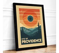 Eye of Providence Art Deco Framed Wall Art Print A2 (59.4×42cm) Black, Wall Decor for Living Room, Bedroom, Office & Home, Ready to Hang, Art Gift