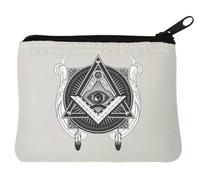 Eye of Providence Freemasonry Symbol Illuminati Eye of Horus Symbol Neoprene Coin Purse Pouch 12x9cm White