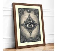 Eye of Providence Vintage Framed Wall Art Print A2 (59.4×42cm) Walnut, Wall Decor for Living Room, Bedroom, Office & Home, Ready to Hang, Art Gift