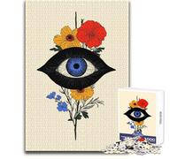 Eye of Providence with Flowers Jigsaw Puzzles for Teenagers 1000 Brain Teaser Educational Game Memorable Heartfelt Gift Option Size 38x52cm