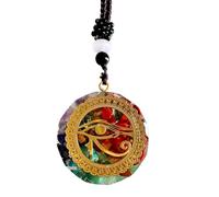 Eye of Ra Pendant Necklace Orgonite Yoga Meditation Sacred Geometry Talisman of Wealth Mystical Lucky Charm Powerful Car Accessory Gift Idea Man Woman, Orgonite, Quartz