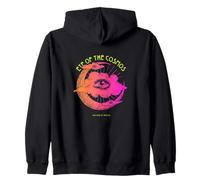 Eye of the Cosmos - Vintage Mystical Moon & Eye Art Zip Hoodie