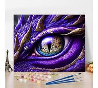 Eye of The Dragon Paint by Number for Adults Beginner,Fantasy Monster Dragon Eye Ball Abstract Purple Scales Close Up Paint by Numbers Kits for Home Wall Decoration 16x20 Inch
