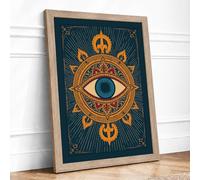 Eye of the Mandala Geometric Framed Wall Art Print A1 (84.1×59.4cm) Oak, Wall Decor for Living Room, Bedroom, Office & Home, Ready to Hang, Art Gift