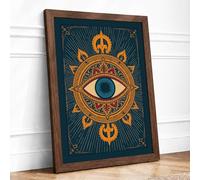 Eye of the Mandala Geometric Framed Wall Art Print A3 (42×29.7cm) Walnut, Wall Decor for Living Room, Bedroom, Office & Home, Ready to Hang, Art Gift
