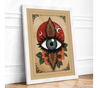 Eye of the Mystic Eclectic Framed Wall Art Print A3 (42×29.7cm) White, Wall Decor for Living Room, Bedroom, Office & Home, Ready to Hang, Art Gift