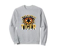 Eye of the Tiger: Fierce Feline Spirit Sweatshirt, Adult Unisex, Heather Grey, S