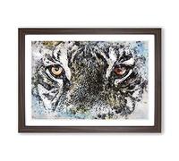 Eye of The Tiger in Abstract Framed Print | A2 Walnut Framed Wall Art | Ready to Hang | Abstract Animal Picture | Living Room Bedroom Lounge Office