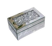Eye on Elegance EagleWiz Silver Crush Jewel Diamante Mirrored Glass Crystal Jewellery box Storage Chest Jewelry Women Trinket Drawers Organiser Boxes Makeup Container Dresser, Silver,black (EGWZ200)