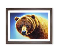 Eye Opening Bear H1022 Framed Print for Living Room Bedroom Home Office Décor, Wall Art Picture Ready to Hang, Walnut A2 Frame (64 x 46 cm)