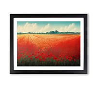 Eye Opening Poppy Field Flowers Framed Print | A4 Black Framed Wall Art | Ready to Hang | Modern Floral Picture | Living Room Bedroom Lounge Office