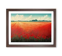 Eye Opening Poppy Field Flowers Framed Print | A4 Walnut Framed Wall Art | Ready to Hang | Modern Floral Picture | Living Room Bedroom Lounge Office