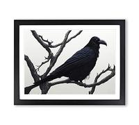Eye Opening Raven Bird Framed Wall Art Print A2 Black