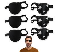 Eye Patches for Adults, 6 Pieces Pirate Eye Patch, Black and Star Pattern, Post-Surgery Recovery, Light Sensitivity, 3D Concave Design Pirate Eyepatch