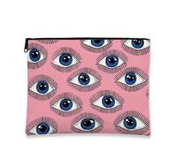 Eye Pattern Makeup Bag, Blue Eyes Stylish Cosmetic Travel Pouch for Women, Compact Zip Pouch, Daily Use Skincare Organizer, Gift for All Seasons, Peach, 7x9 Inch, Eyes