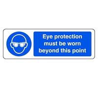 Eye Protection Must Be Worn Beyond This Point - safety sign - 1.2mm Rigid plastic for indoor/outdoor usage (150mm x 50mm) Viewing Distance within 3m.