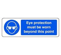 Eye Protection Must Be Worn Beyond This Point - safety sign - 3mm Aluminum Dibond for indoor/outdoor usage (300mm x 100mm) 5m Viewing Distance.