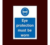 Eye protection must be worn Sticker/Self Adhesive Sign (MPPE24) - Personal Protective Equipment, Helmets, Boots, Gloves, Mask, Ear, Eye, Glasses