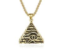 Eye Pyramid Necklace Ancient Egyptian Style Steel Pendant Vintage Personalized Art for Hip Hop