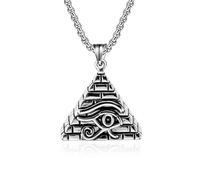 Eye Pyramid Necklace Ancient Egyptian Style Steel Pendant Vintage Personalized Art for Hip Hop