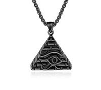 Eye Pyramid Necklace Ancient Egyptian Style Steel Pendant Vintage Personalized Art for Hip Hop