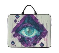 Eye Sacred Geometry Diamond Vintage White 14" Shockproof Water-Resistant Laptop Case With Handle