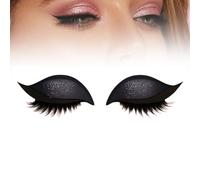 Eye Shadow Eyelash Patch, 2-In-1 Reusable Eye Makeup Stickers, A Pair Lazy Colorful Beauty Fashion Eyelid Line Sticker, With False Lashes & Shadow, Makeups Stencils Sticker For All Eyeshapes (Black)