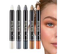 Eye Shadow Pencil Set, 5-Piece Shimmer Eye Shadows Pencil Set, 11.7cm/4.65 Inches Glittery and Shimmering Effects: Long Waterproof Matte Cream, Glittery Makeup Stick for Beauty