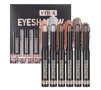 Eye Shadow Stick, 6 Pieces Cream Pencil Set, 5.19 Inches Long Lasting Matte & Waterproof Brightener, Portable Makeup Applicator for Girls Women Travel Party Wedding, and Multicolor