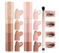 Eye Shadow Stick, Eyeshadow Pencil, Eyeshadow Stick, 4 and 1 Shimmer Eyeshadow with Double Sided Brush, Waterproof and Smudge Proof, Long Lasting Makeup Effect