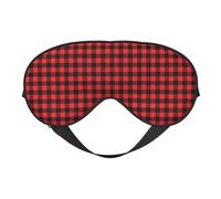 Eye Sleep Mask for Women Men - Adjustable Buckle Buffalo Plaid Red Black Print Travel Eye Masks for Sleep Mask Blackout, Comfy Sleeping Blindfolds for Women Men, Funny Blindfolds for Party Games
