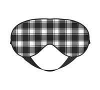 Eye Sleep Mask for Women Men - Adjustable Buckle Check Plaid White Black Print Travel Eye Masks for Sleep Mask Blackout, Comfy Sleeping Blindfolds for Women Men, Funny Blindfolds for Party Games