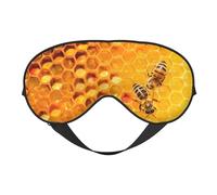 Eye Sleep Mask for Women Men - Bees on Hive Honeycomb Adjustable Buckle Travel Eye Masks for Sleep Mask Blackout, Soft Sleeping Mask for Women Men, Funny Blindfolds for Party Games