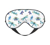 Eye Sleep Mask for Women Men - Blue Dragonfly Moth Butterfly Adjustable Buckle Travel Eye Masks for Sleep Mask Blackout, Soft Sleeping Mask for Women Men, Funny Blindfolds for Party Games