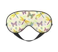 Eye Sleep Mask for Women Men - Brightly Colored Dragonfly Butterfly Adjustable Buckle Travel Eye Masks for Sleep Mask Blackout, Soft Sleeping Mask for Women Men, Funny Blindfolds for Party Games
