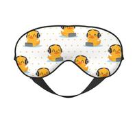 Eye Sleep Mask for Women Men - Cartoon Cute Duck Listening Music Adjustable Buckle Travel Eye Masks for Sleep Mask Blackout, Soft Sleeping Mask for Women Men, Funny Blindfolds for Party Games