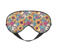 Eye Sleep Mask for Women Men - Colorful Skull Sunflower Adjustable Buckle Travel Eye Masks for Sleep Mask Blackout, Soft Sleeping Mask for Women Men, Funny Blindfolds for Party Games