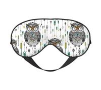 Eye Sleep Mask for Women Men - Cool Tribe Owls Adjustable Buckle Travel Eye Masks for Sleep Mask Blackout, Soft Sleeping Mask for Women Men, Funny Blindfolds for Party Games